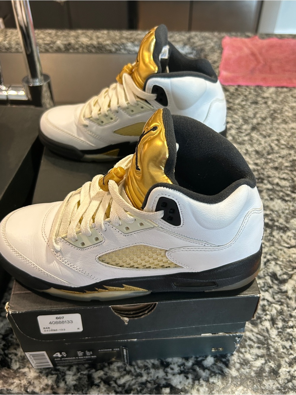 Air Jordan 5 retro gs size 4.5y Olympic gold white and black